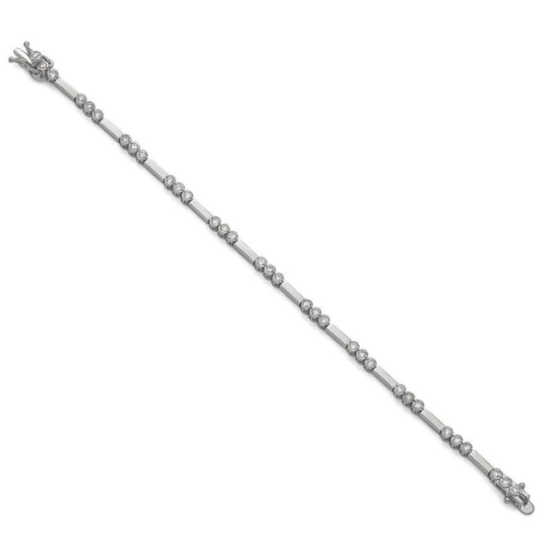 Pulsera fina y elegante de plata para mujer con circonitas redondas