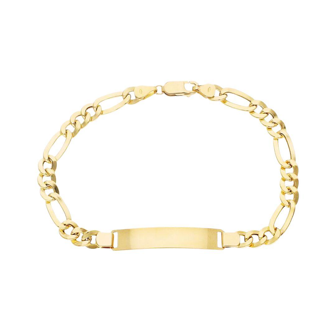 Pulsera oro 18k 3x1 con placa de 19.5 cm