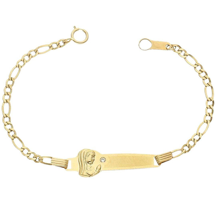 Pulsera en oro en forma de Virgen Niña circonita de 14.5 cm