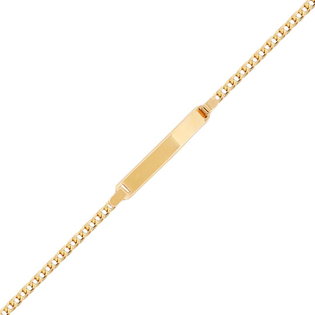 Pulsera oro 18k placa barbada de 14.5 cm