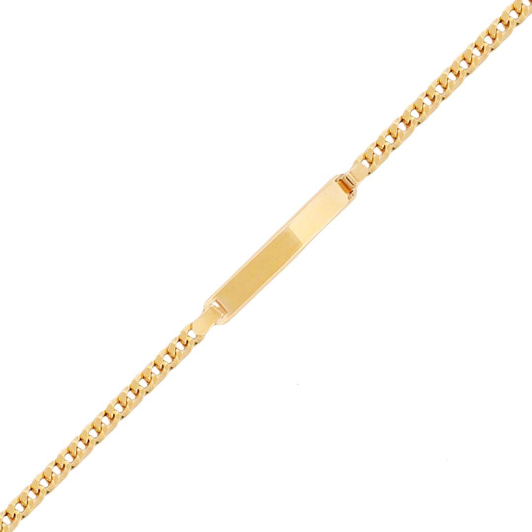 Pulsera oro 18k placa barbada de 17 cm