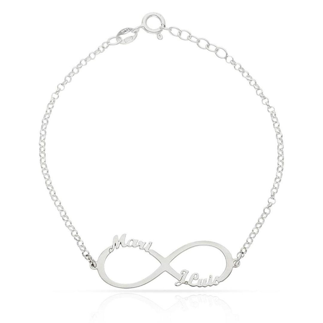 Pulsera personalizada de plata INFINITO con dos nombres