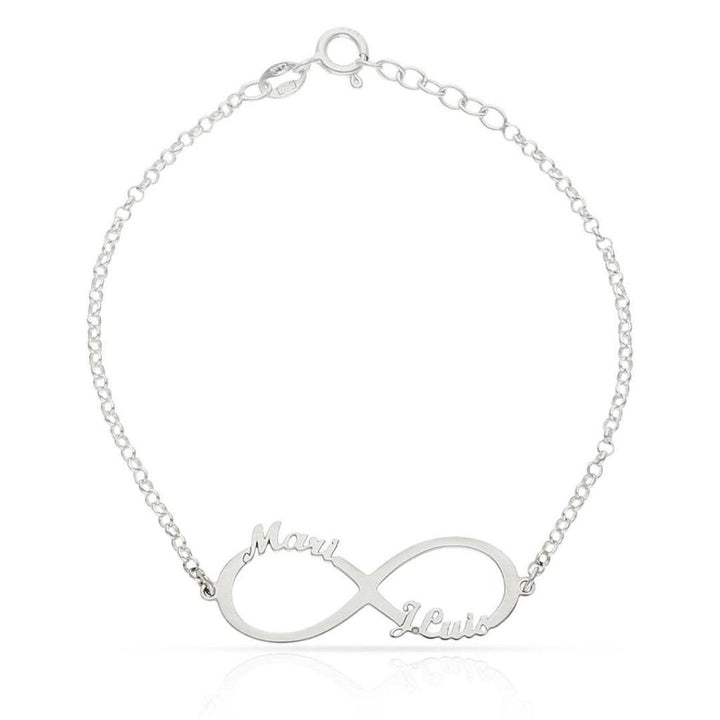 Pulsera personalizada de plata INFINITO con dos nombres