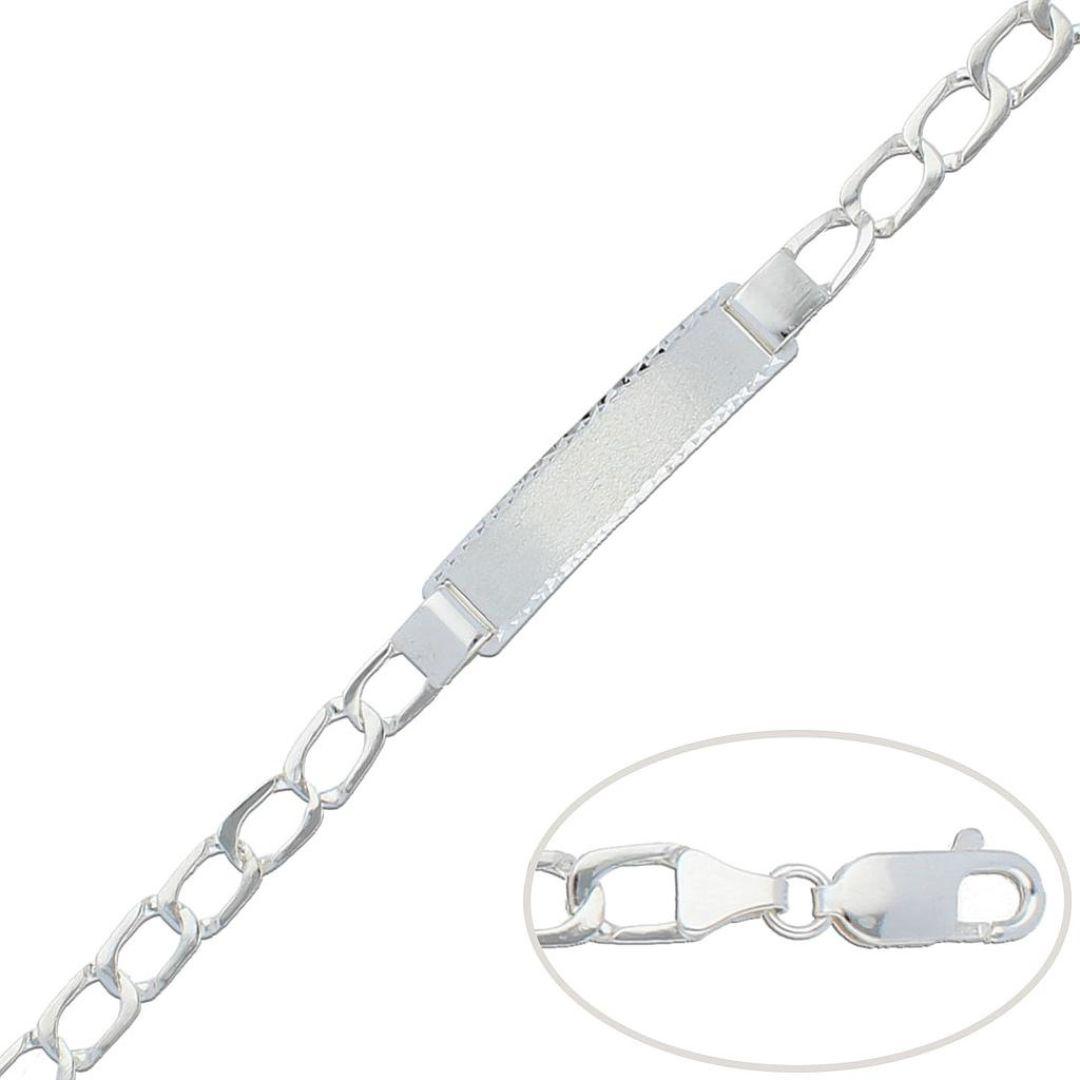Pulsera en plata de 1 Ley 925 mm de cadena con placa matizada y tallada