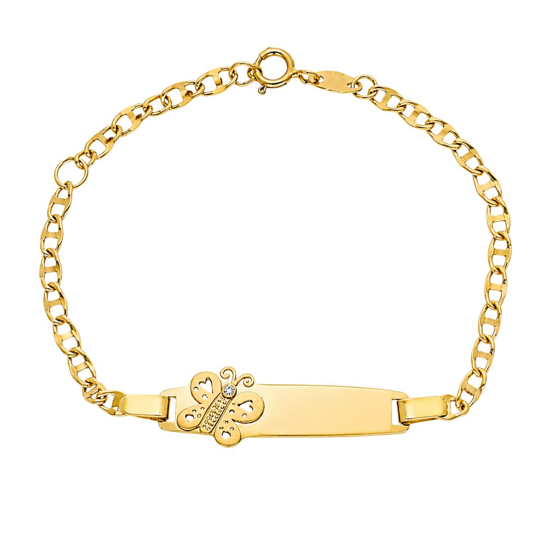 Pulsera Bebé Mariposa Oro 18K con Circonita