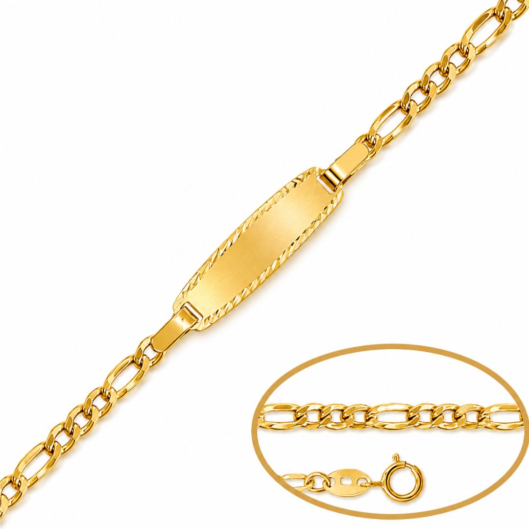 Pulsera Infantil de Oro 18K con Placa Grabable de 12 cm