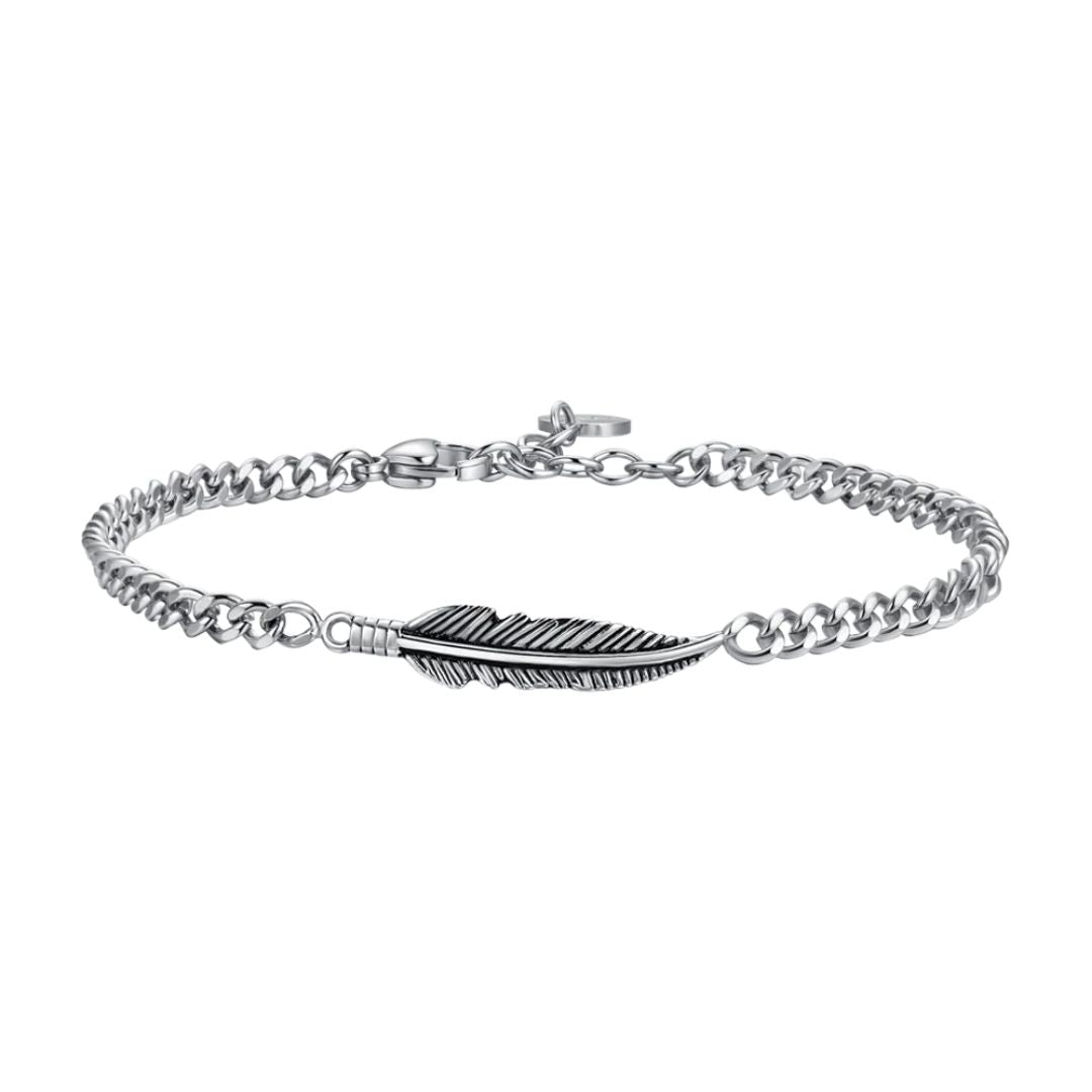 Pulsera Ligera para Hombre con Pluma de Acero Inoxidable