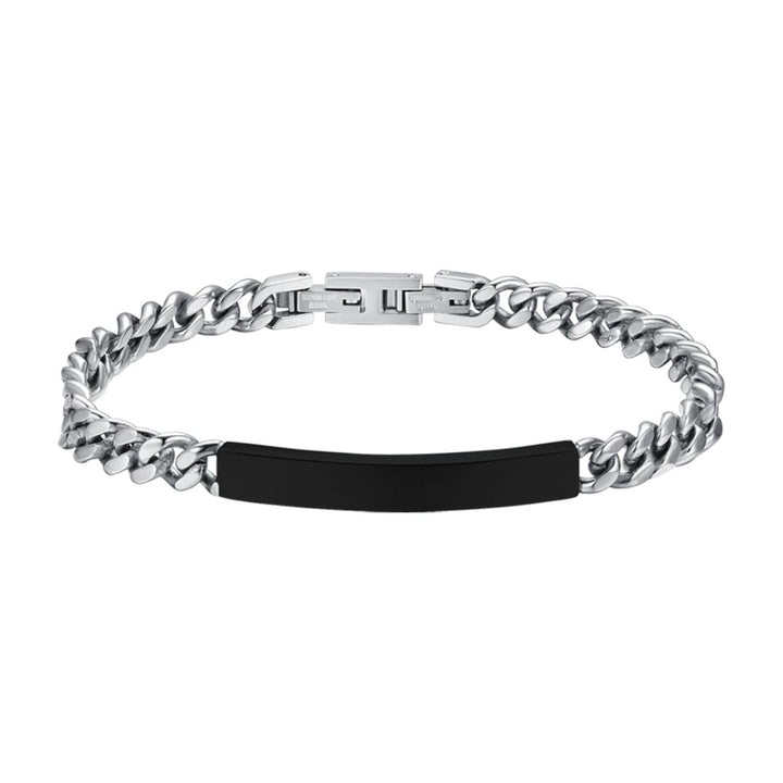 Pulsera de Acero Inoxidable para Hombre con Placa Negra