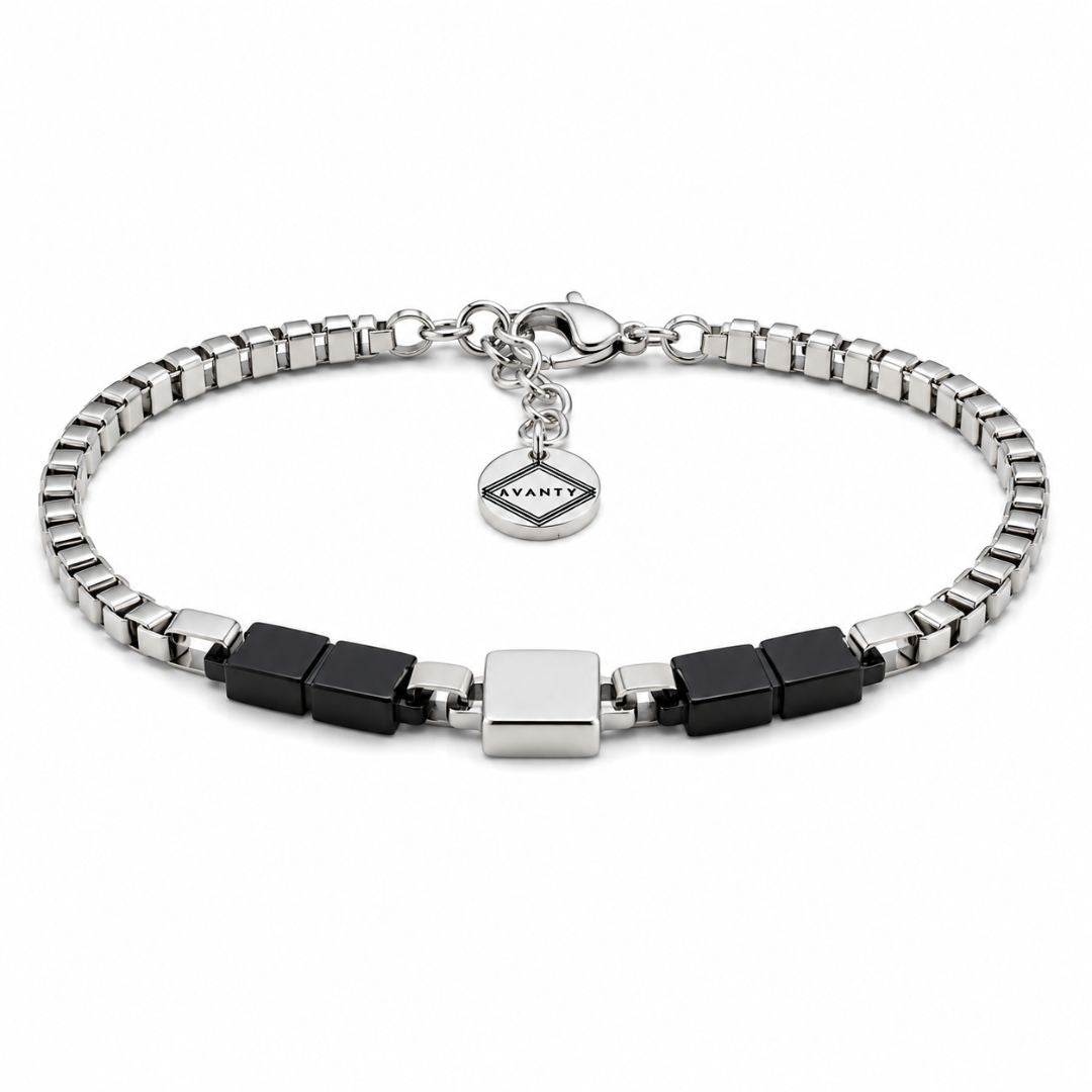 Pulsera de Acero con Toques Negros