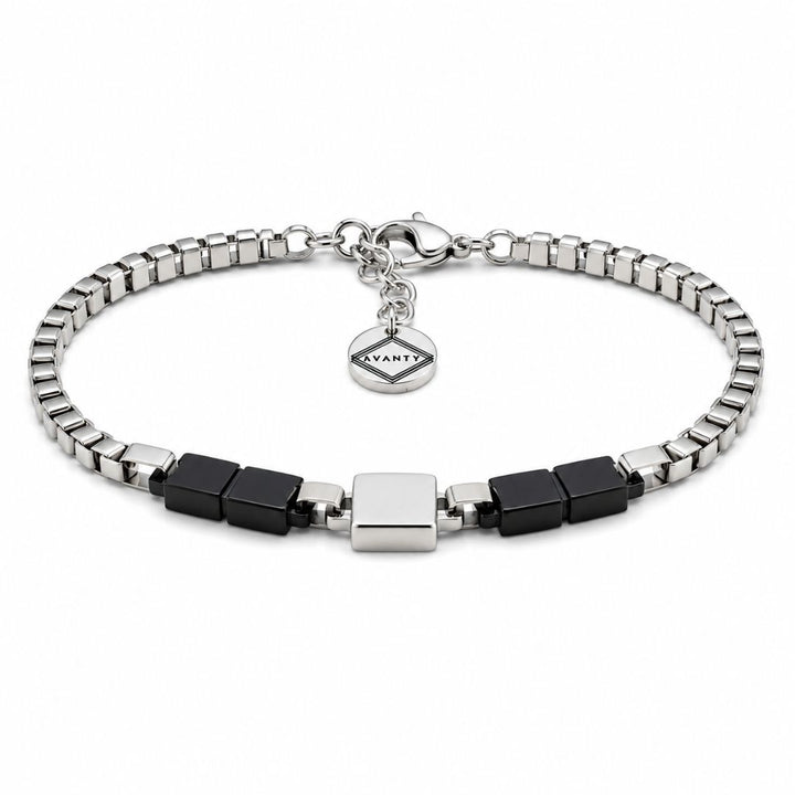 Pulsera de Acero con Toques Negros