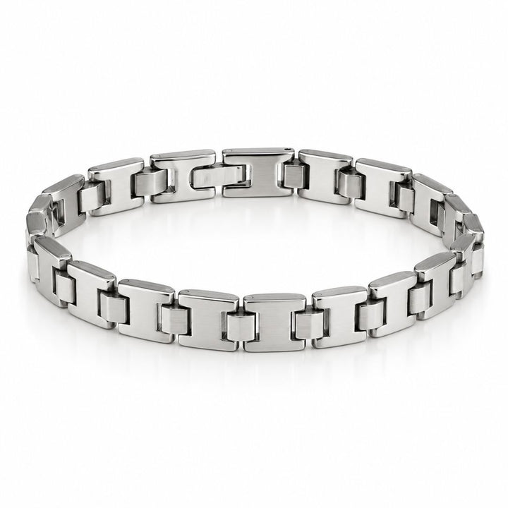 Pulsera de Acero Plateada de Eslabones para Hombre