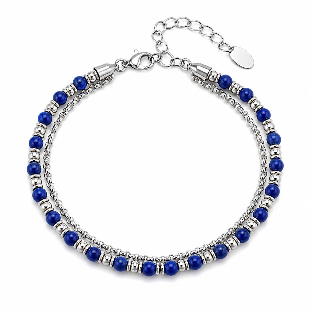 Pulsera de Acero con Bolitas Azul Marino