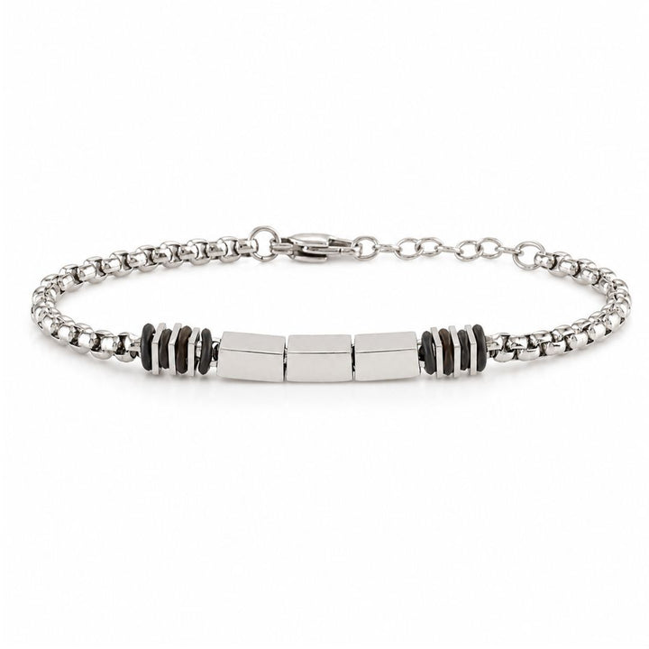 Pulsera de Acero con Elemento Central Geométrico