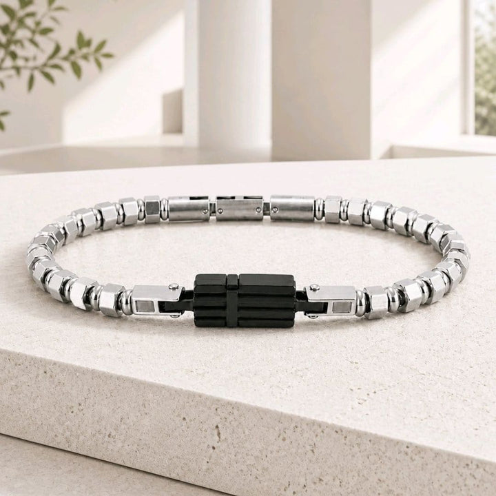 Pulsera de Acero con Elemento Negro