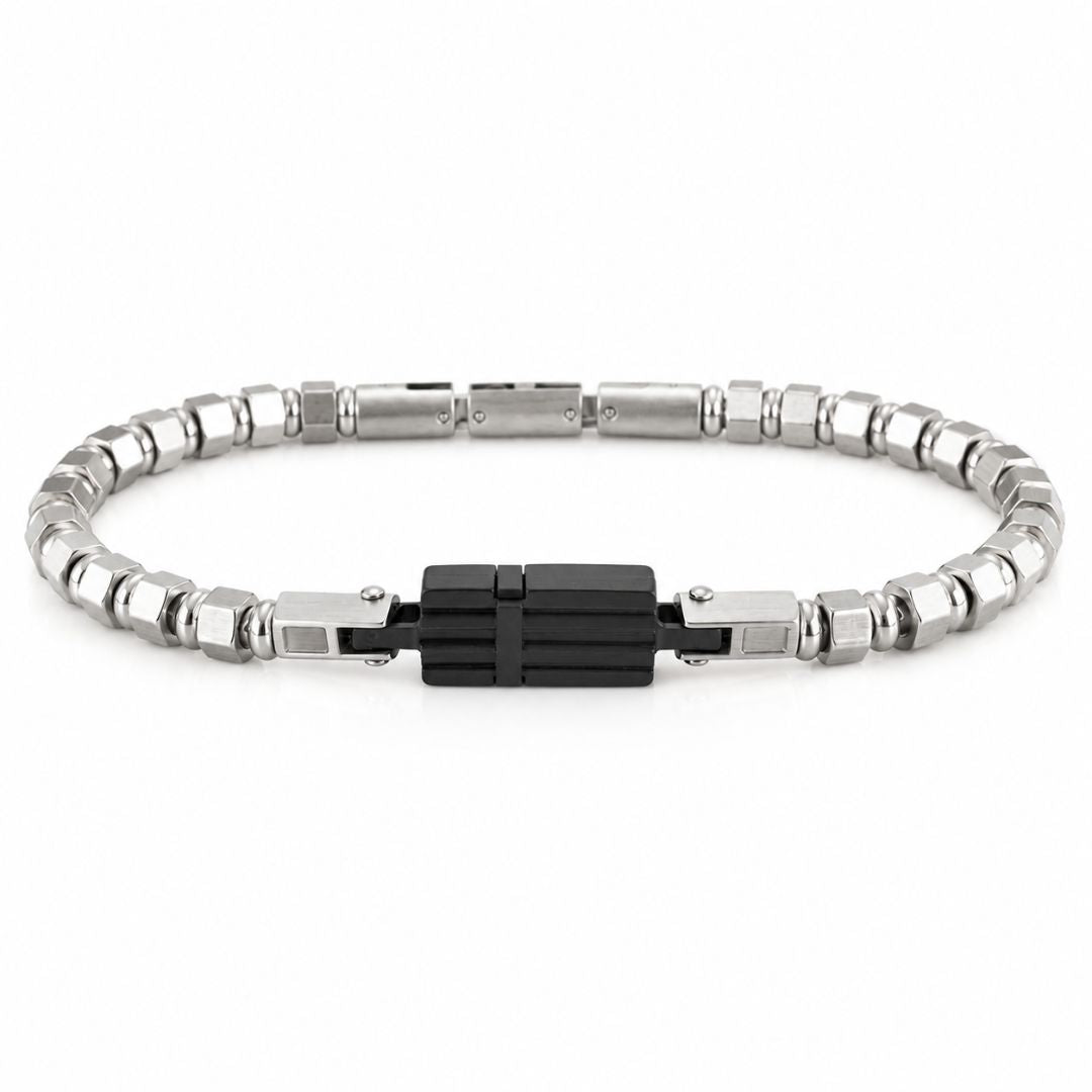Pulsera de Acero con Elemento Negro