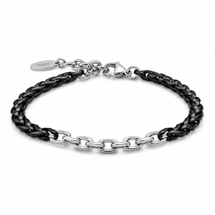 Pulsera de Acero para Hombre Trenzada Bicolor