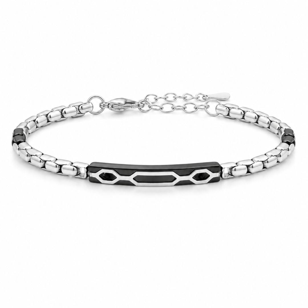 Pulsera de Acero para Hombre con Detalle Negro