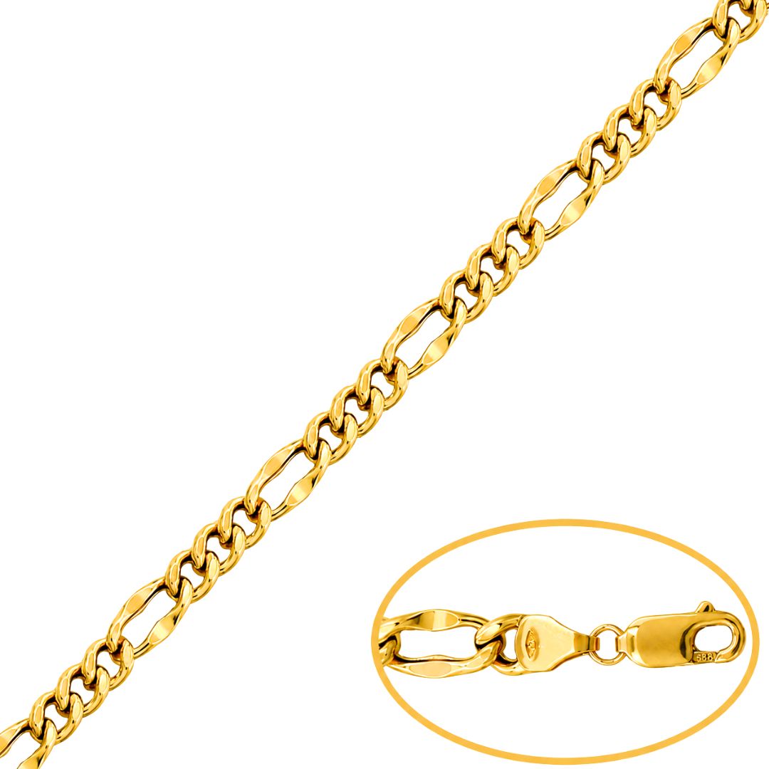 Pulsera de Oro 18K de Eslabones Planos 3x1 – 20 cm