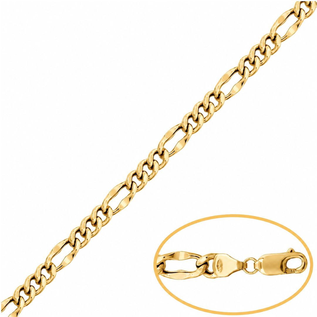 Pulsera de Oro 18K de Eslabones Planos 3x1 – 20 cm