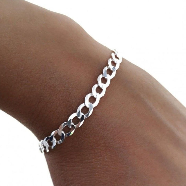 Pulsera de Plata de Ley 925 Cadena Barbada
