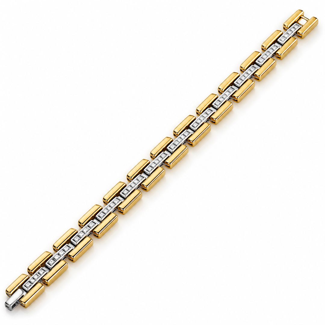 Pulsera de Plata de Ley 925 con Circonitas Diseño Moderno 18 cm