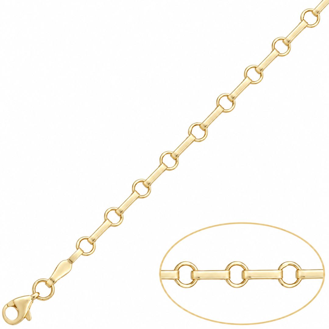 Pulsera de oro 18K con círculos y barritas · 4 mm
