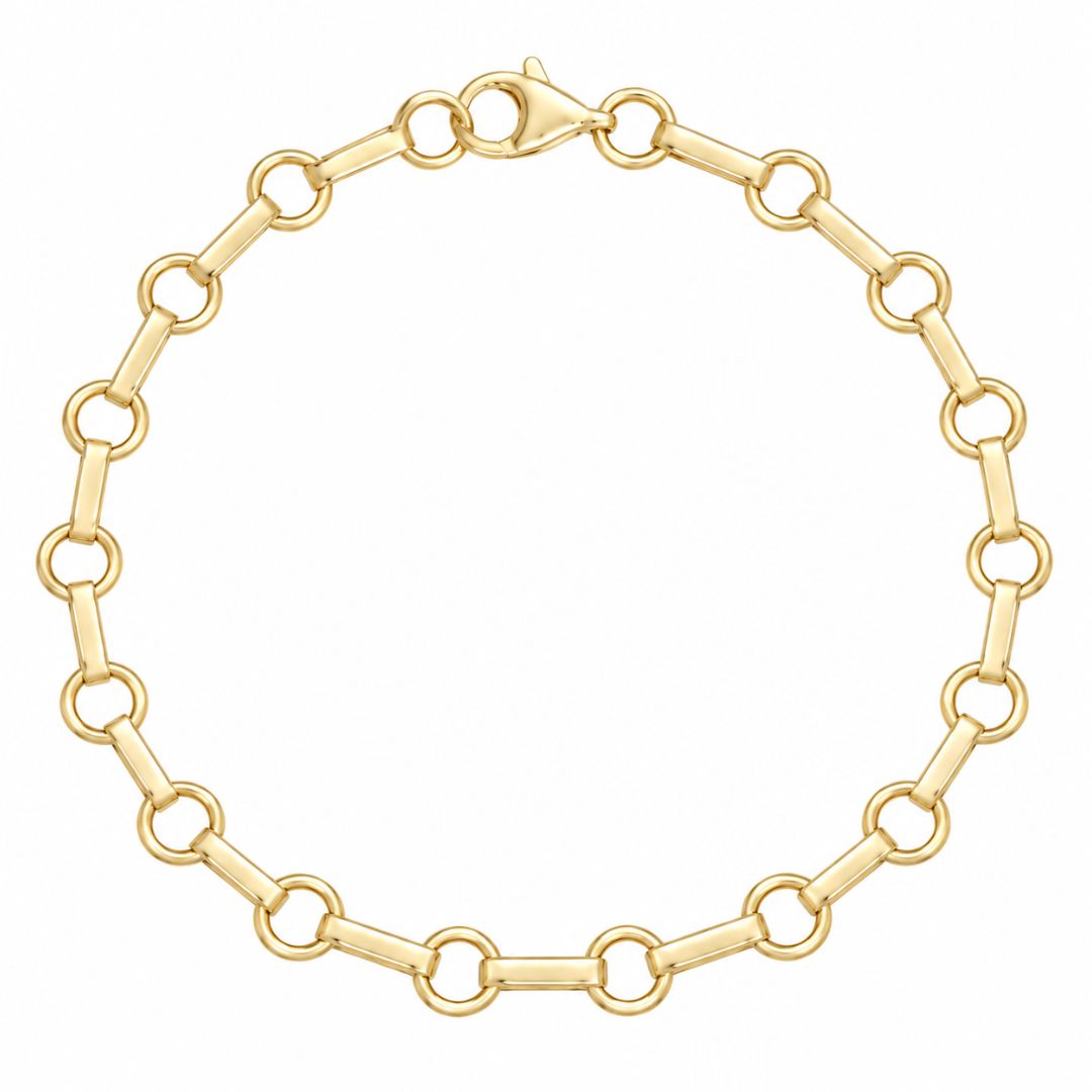 Pulsera de oro 18K con círculos y barritas · 4 mm