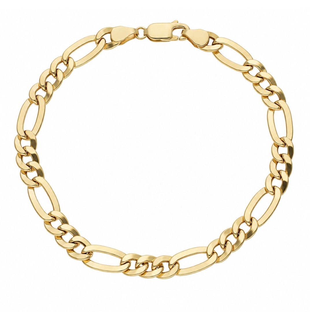 Pulsera de oro 18K con eslabones Fígaro · 6 mm