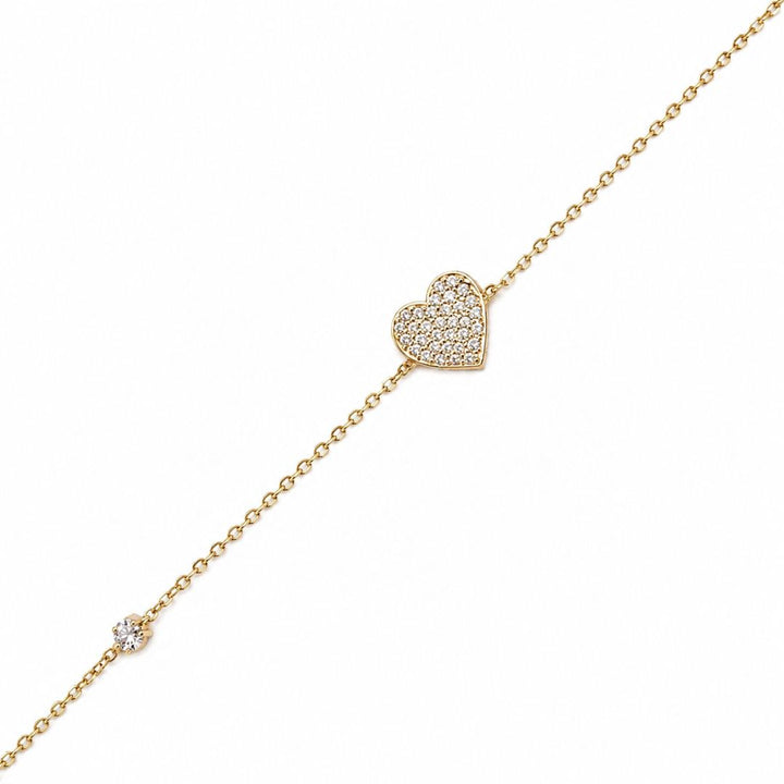 Pulsera Corazón en Oro Amarillo 18K con Circonitas
