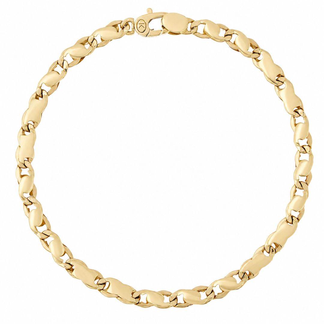Pulsera para Hombre de Oro 18K con Eslabones Ondulados de 4,4 mm