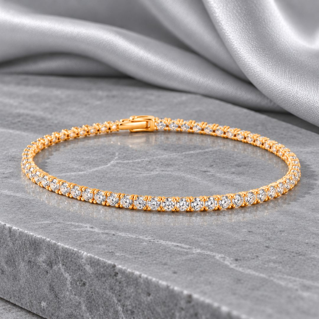 Pulsera rivière Destellos Dorados en plata 925 bañada en oro