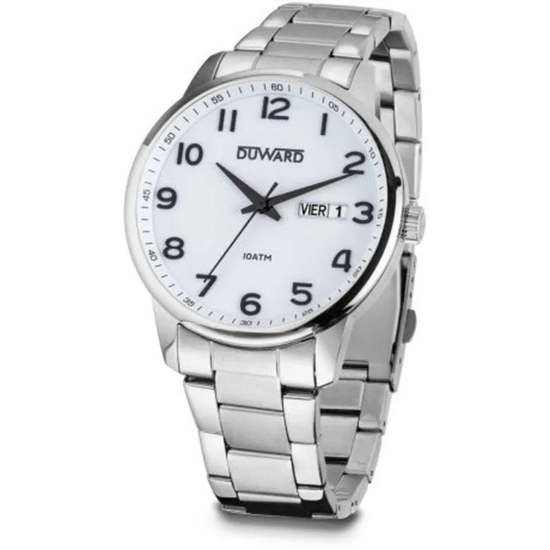 Reloj Duward Hombre Elegance Acero Esfera Blanca Calendario 10 ATM – D95430.01