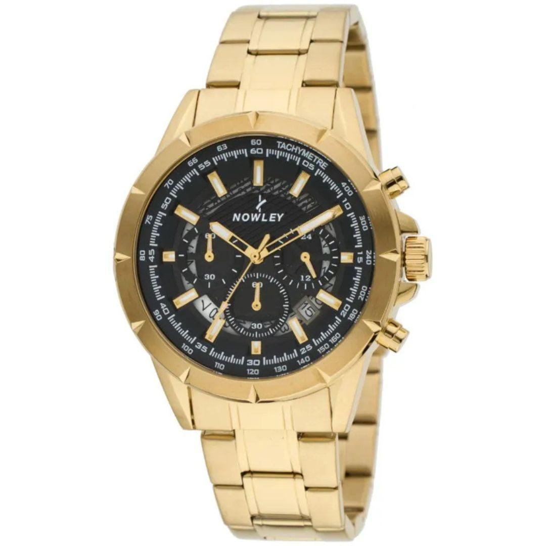 Reloj Nowley Hombre Cronógrafo Dorado 45mm Negro - 100M Deportivo Premium