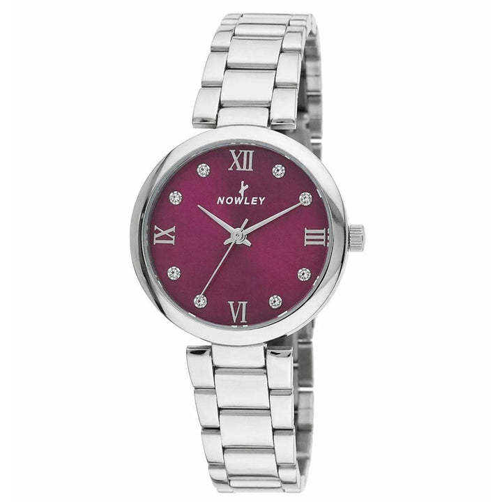 Reloj Nowley Mujer Acero Inoxidable Esfera Burdeos Elegante