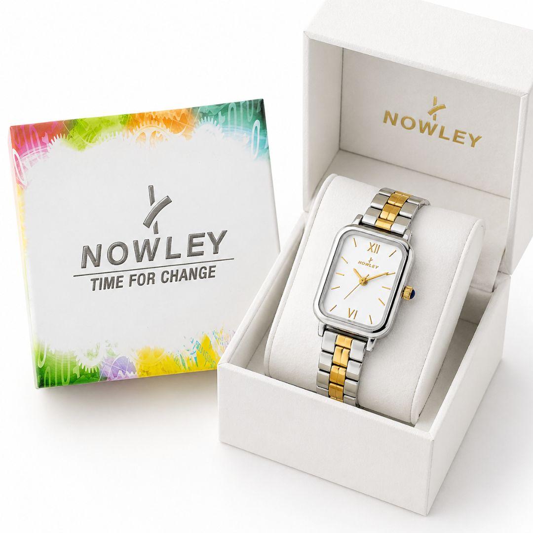 Reloj Nowley Mujer Bicolor Acero y Dorado – Esfera Blanca Elegante