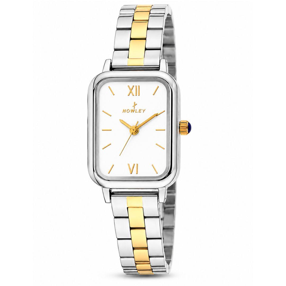Reloj Nowley Mujer Bicolor Acero y Dorado – Esfera Blanca Elegante