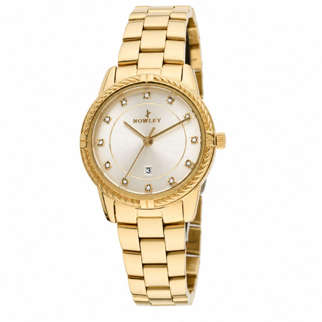 Reloj Nowley Mujer Dorado con Circonitas y Calendario - Colección Chic