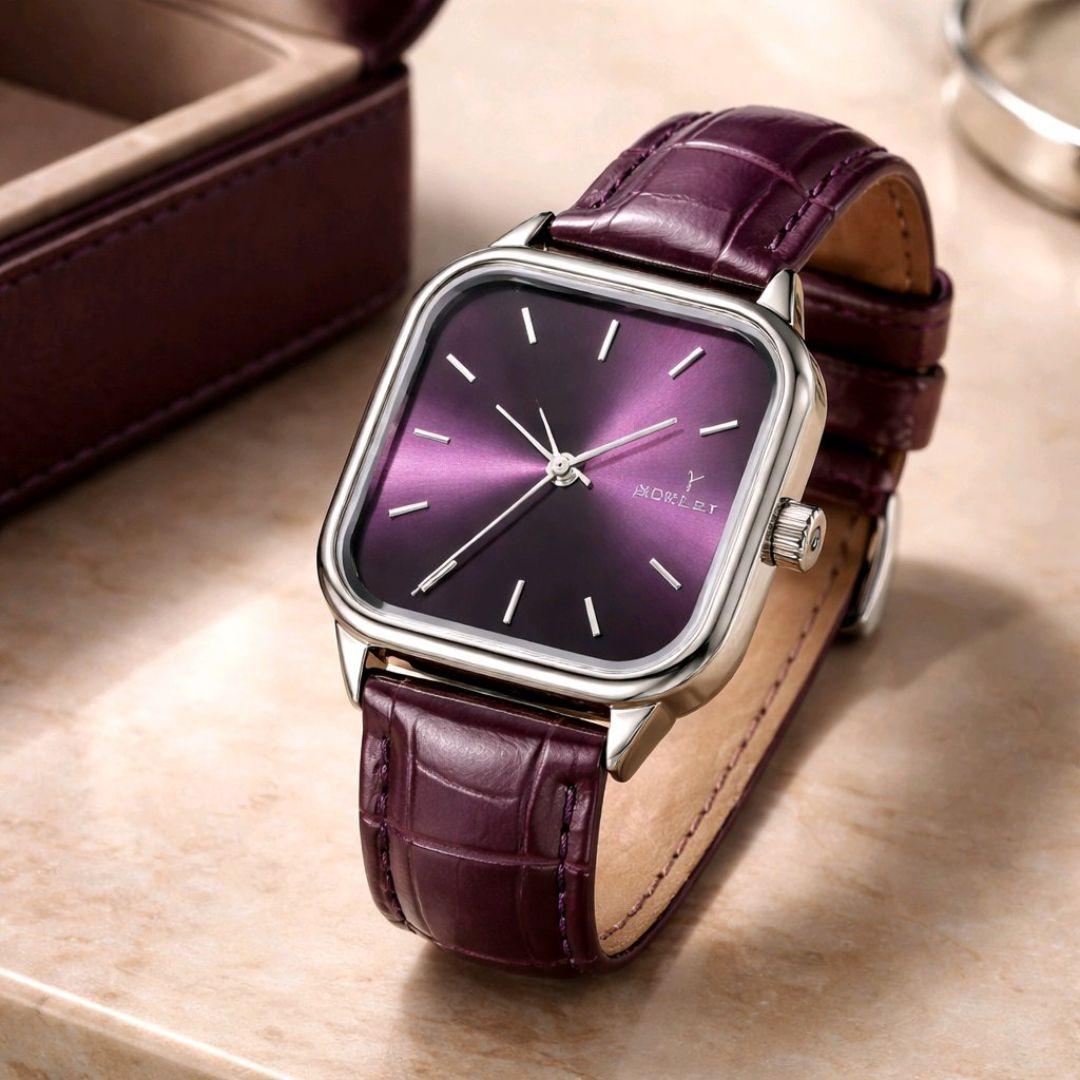 Reloj Nowley Mujer Esfera Burdeos – Estilo Elegante en Acero y Piel