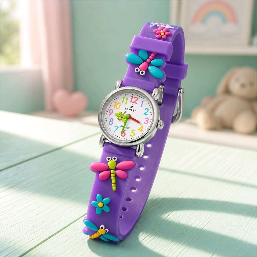 Reloj Nowley Infantil Morado con Libélulas 3D