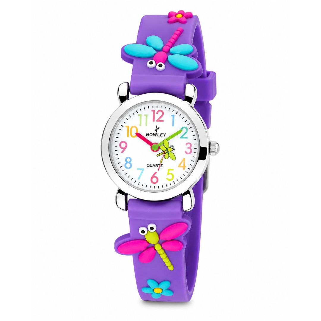 Reloj Nowley Infantil Morado con Libélulas 3D