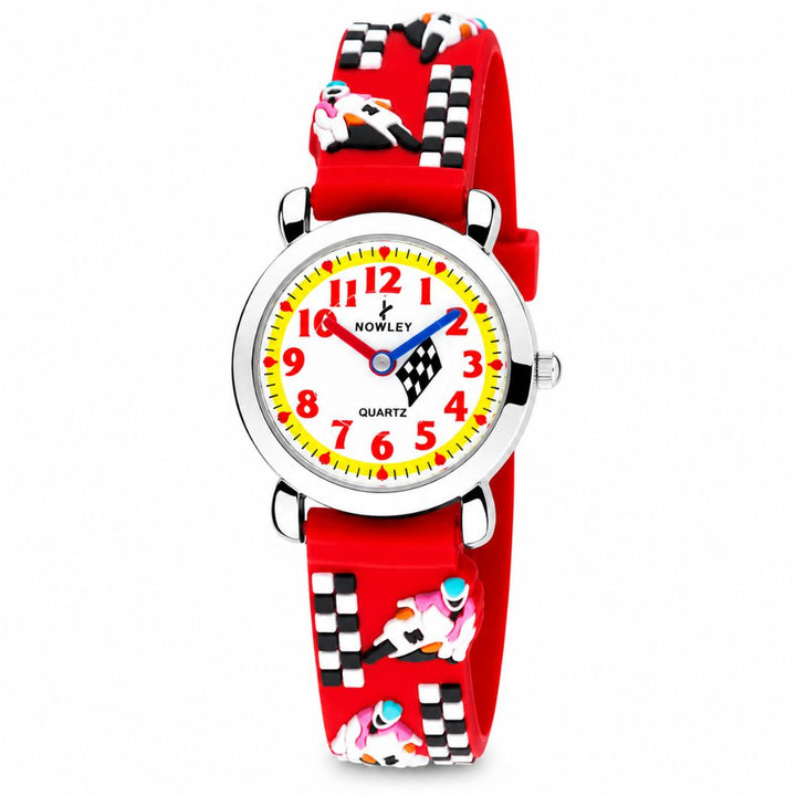 Reloj Nowley Infantil Rojo con Motos de Carreras 3D