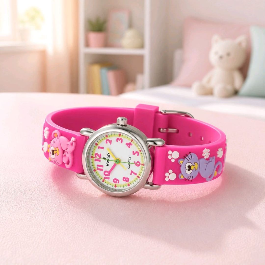 Reloj Nowley Infantil Rosa con Gatitos 3D