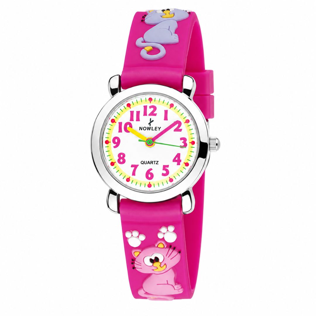 Reloj Nowley Infantil Rosa con Gatitos 3D