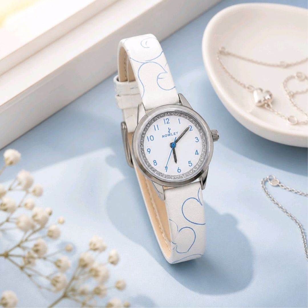 Reloj Nowley Juvenil Blanco con Corazones Azules
