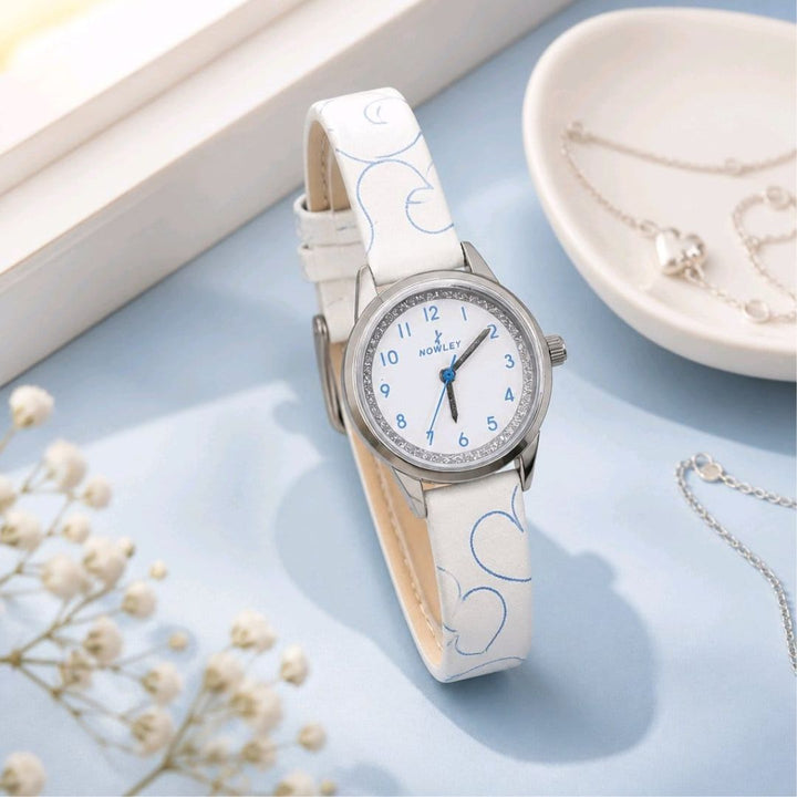 Reloj Nowley Juvenil Blanco con Corazones Azules
