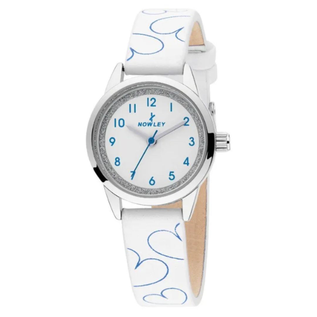 Reloj Nowley Juvenil Blanco con Corazones Azules