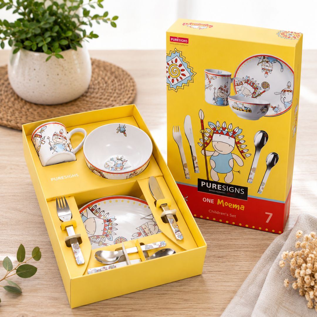 Set de Regalo Infantil Miko Indio · Vajilla y Cubiertos 7 Piezas