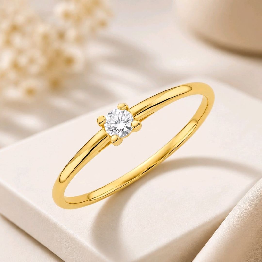 Sortija Oro 18K Solitario con Circonita