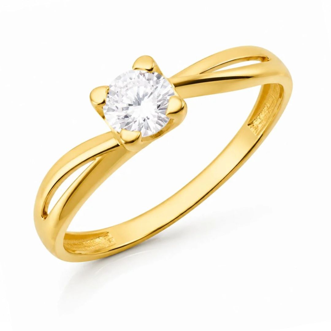 Sortija de oro 18k con circonita blanca