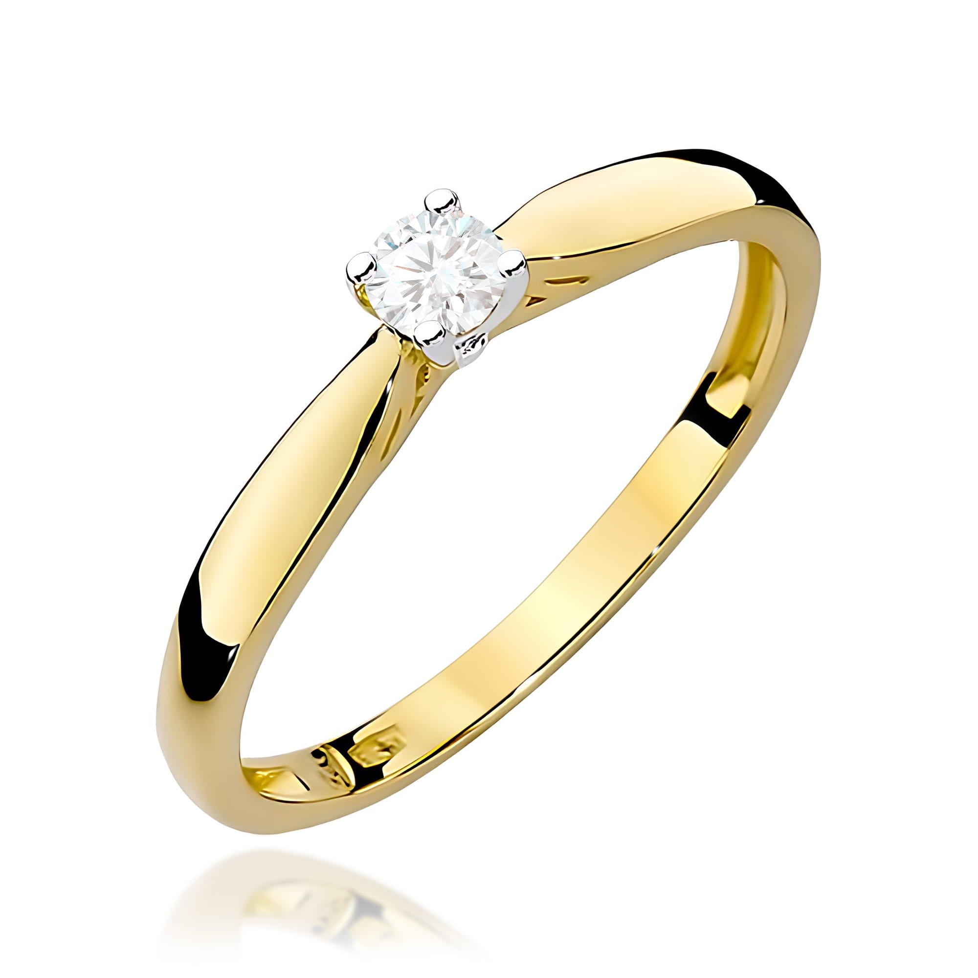 Anillo Solitario Ariadna Oro Amarillo 14K con Diamante Natural 0,10 ct